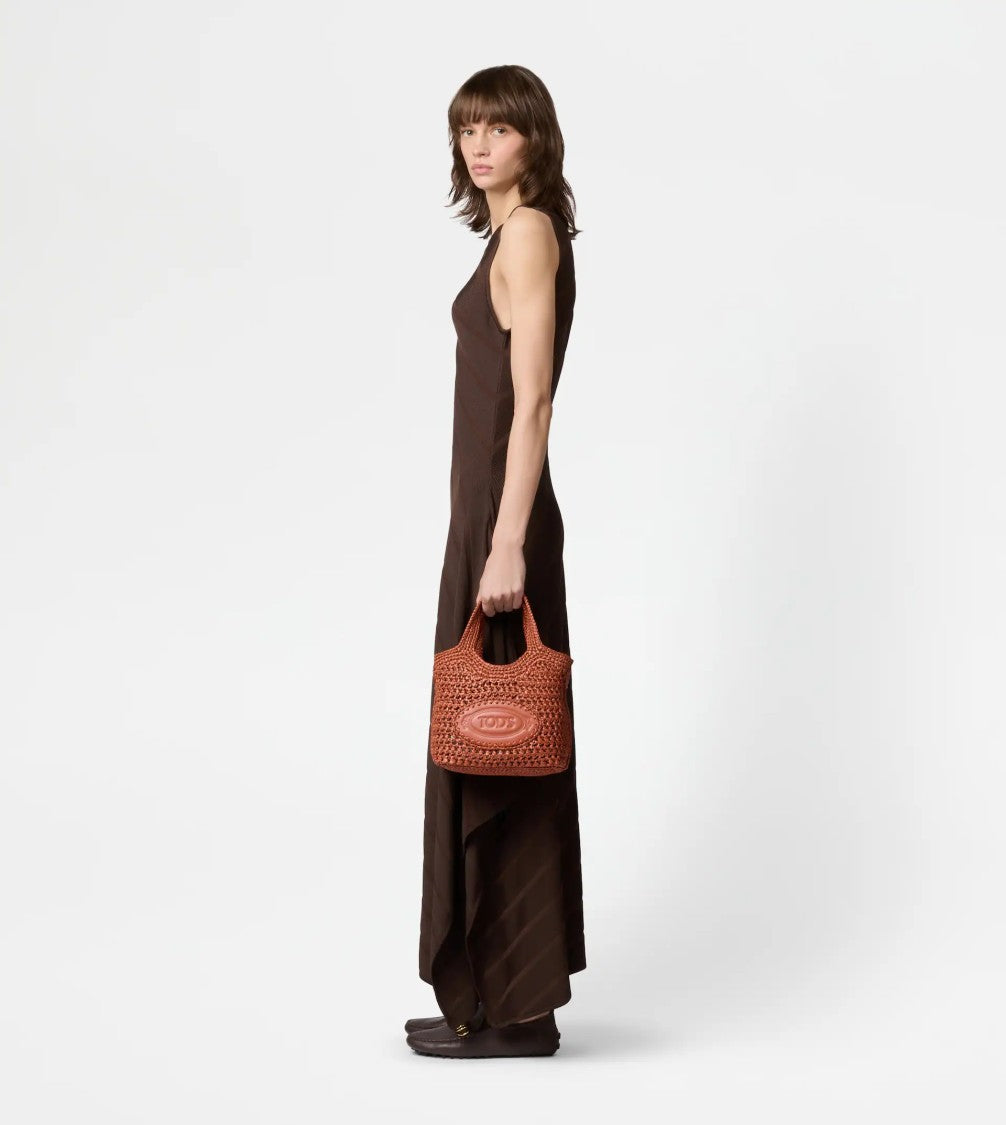 Tod's Textured Medium Tote Bag In Warm Terracotta