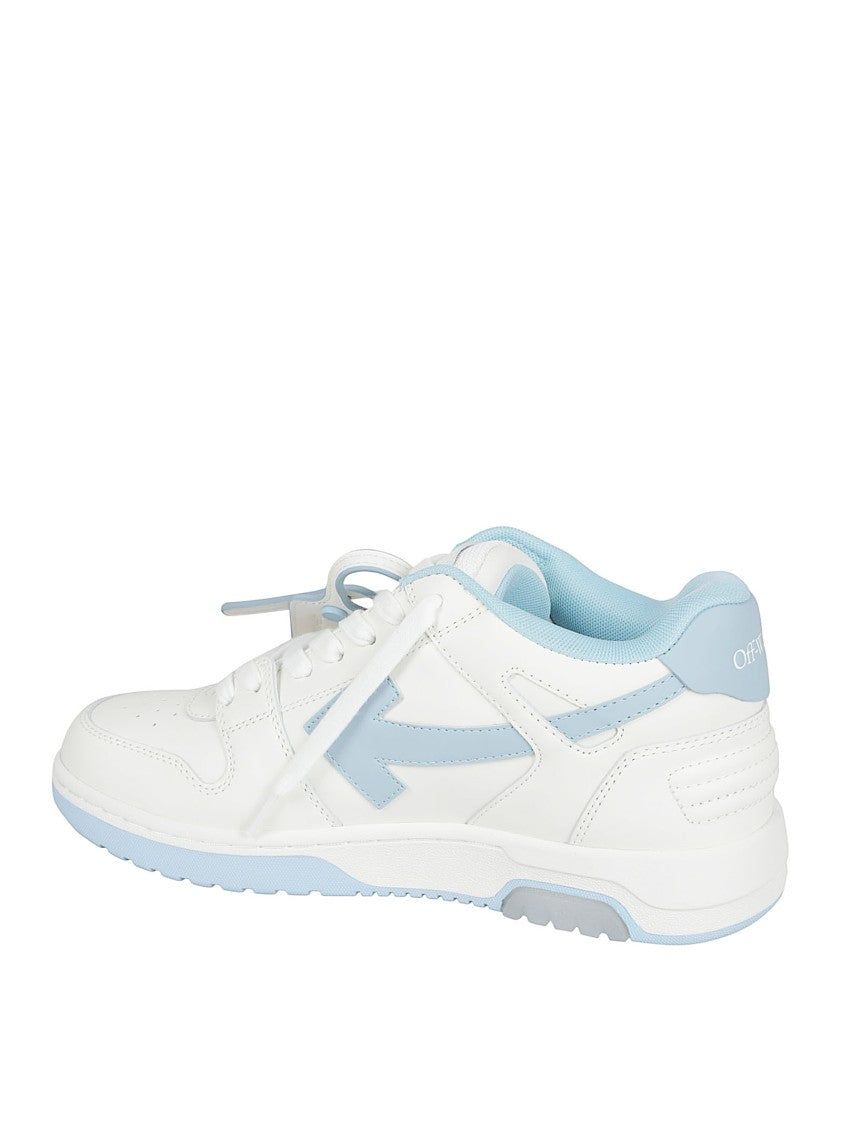 Off-White Low-Top Sneakers With Light Blue Accents