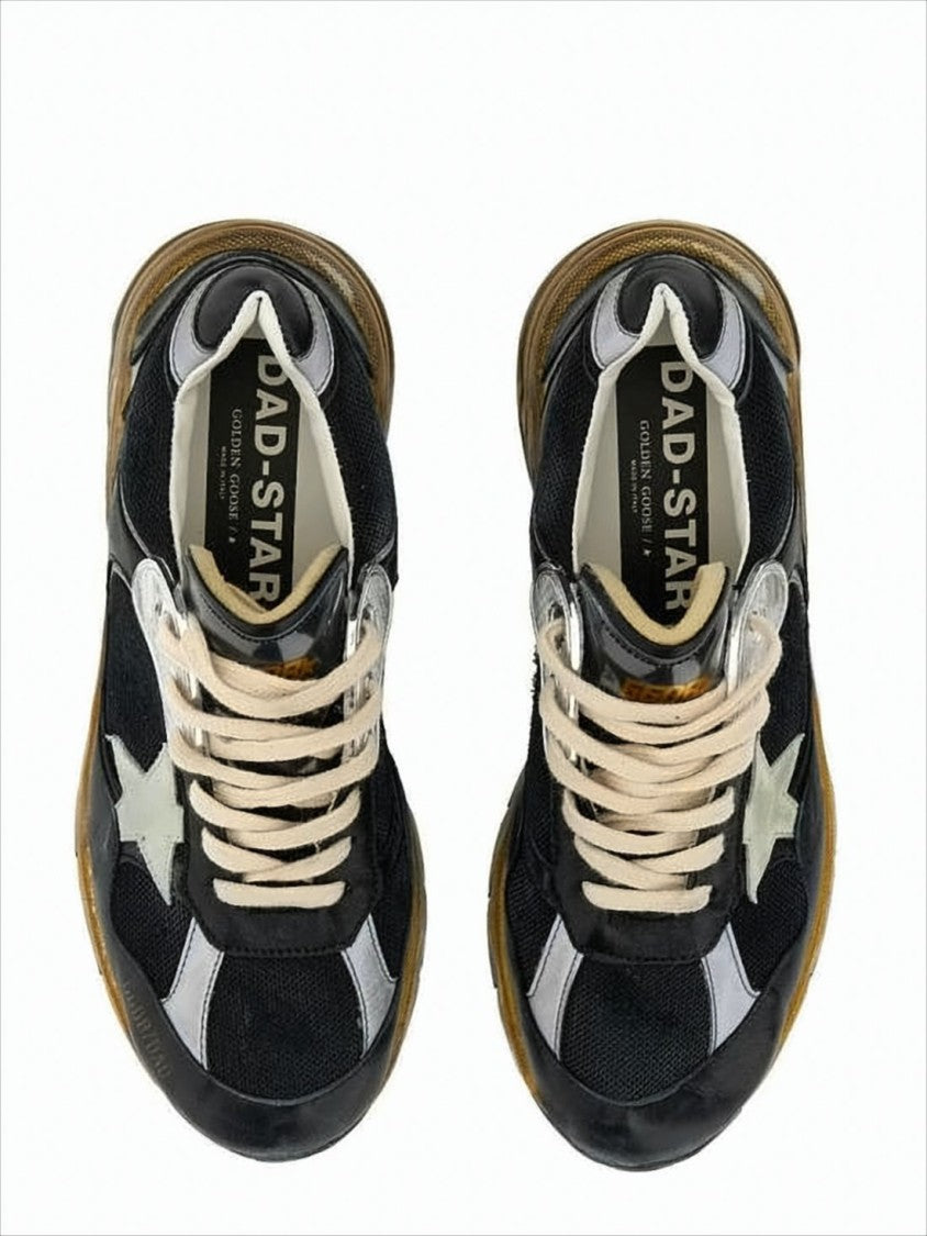 Golden Goose Vintage-Style Black Sneakers With Textured Rubber Sole