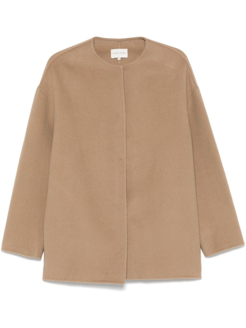 Loulou Studio Sand Brown Gio Short Coat
