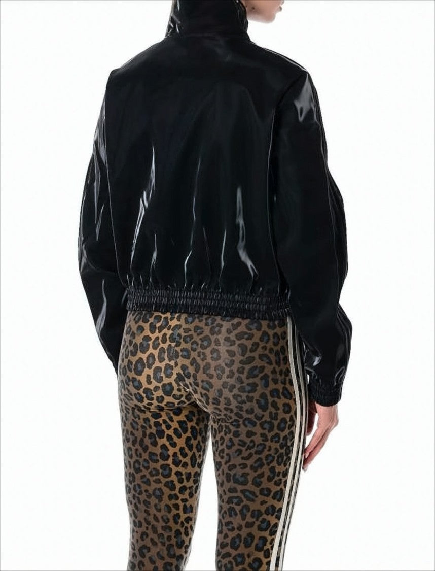 Adidas Glossy Black Jacket With High Collar