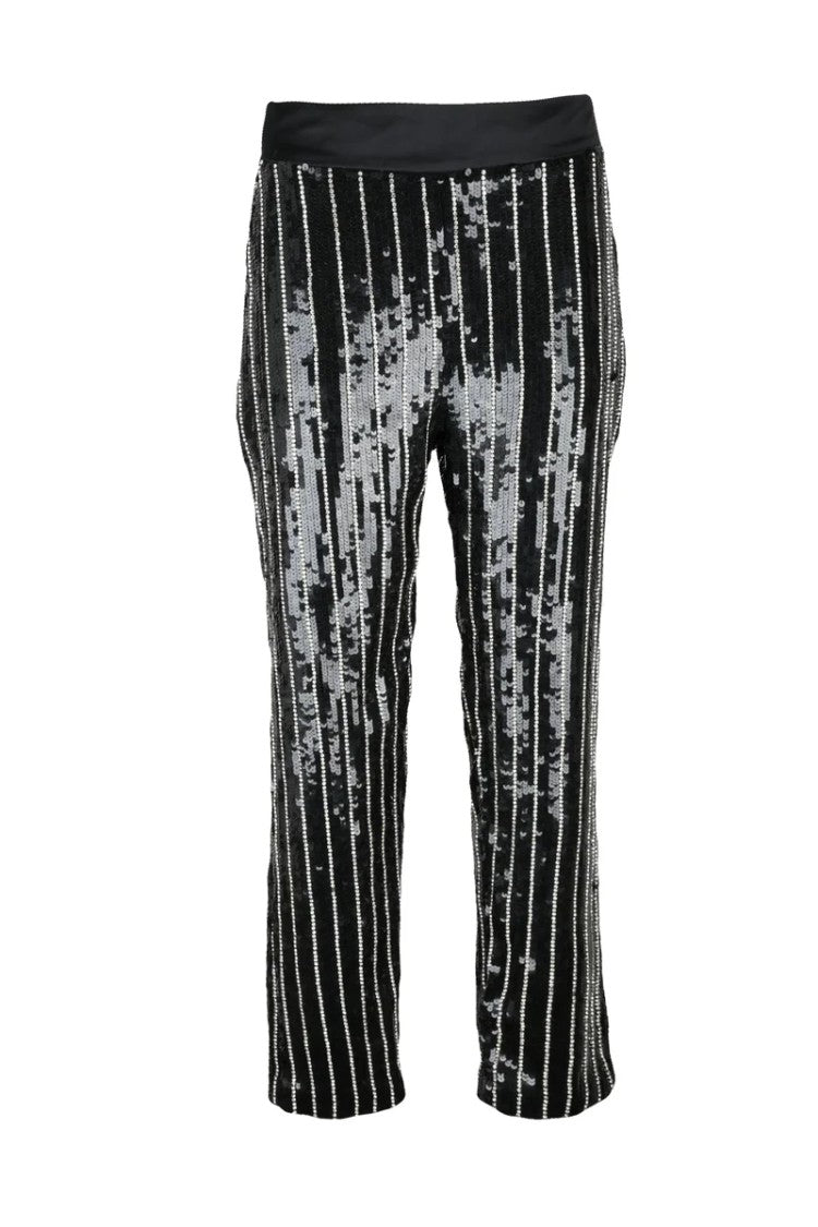 Elisabetta Franchi High Waisted Sequin Trousers - Black