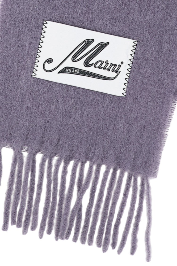 Marni Blue Alpaca Soft Fringed Scarf