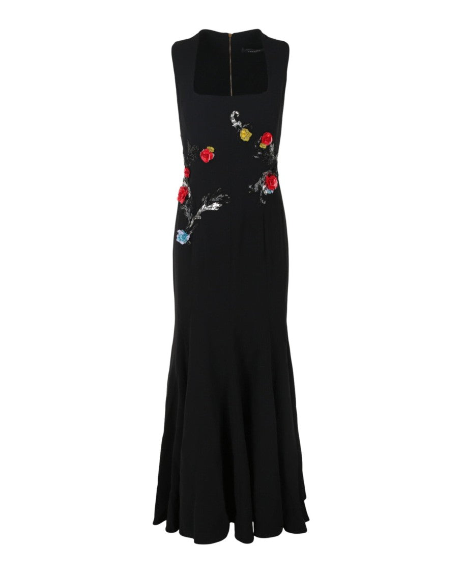 Versace Sleeveless Embroidered Rose Gown