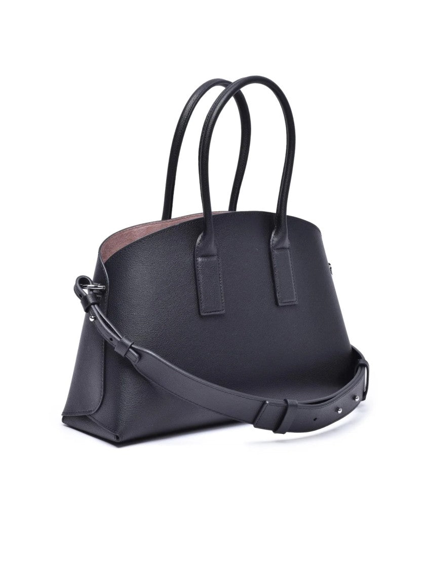 Emporio Armani Structured Black Shoulder Bag With Dual Top Handles And Adjustable Strap
