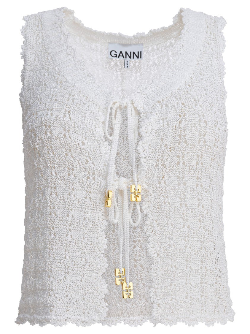 Ganni Pointelle Knit Vest