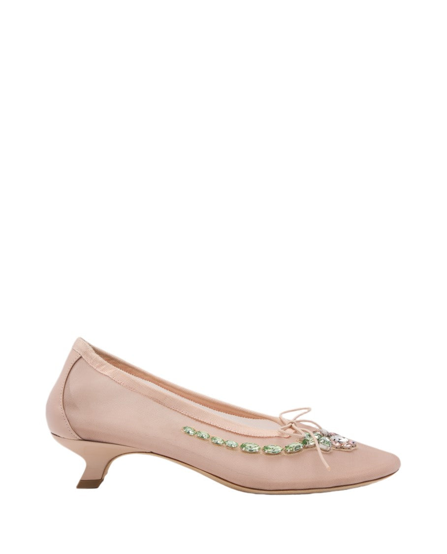 Simone Rocha Pointed-Toe Ballet Heels With Jewel Embellishments
