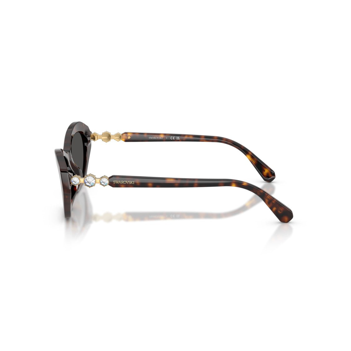 Swarovski 0Sk6048 Angular Tortoiseshell Sunglasses With Crystal Accents