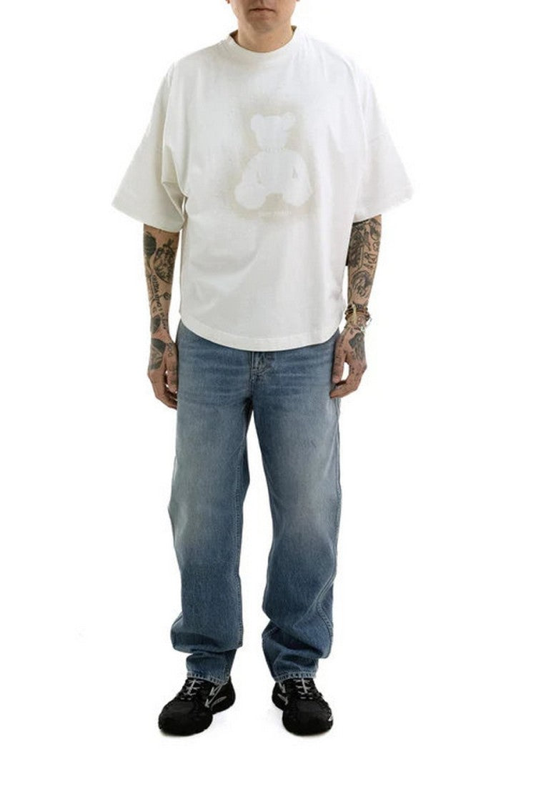 Palm Angels White Cotton Printed T-Shirt