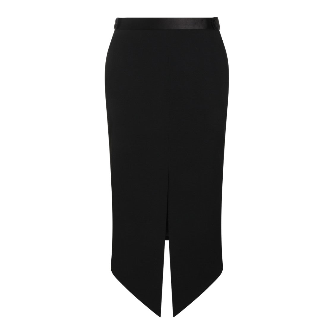 Tom Ford Mid-Waist Black Wool Skirt With Frontal Slit