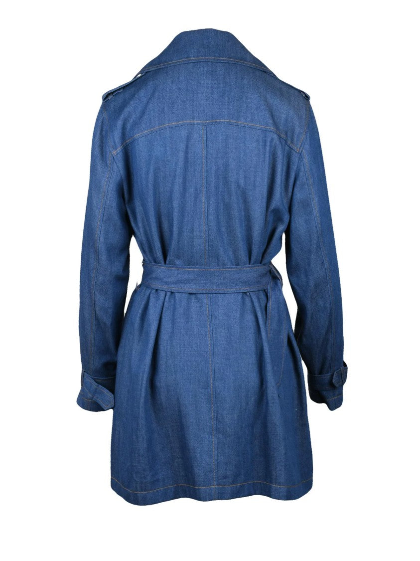 Liu Jo Blue Double-Breasted Fluid Lyocell Trench Coat