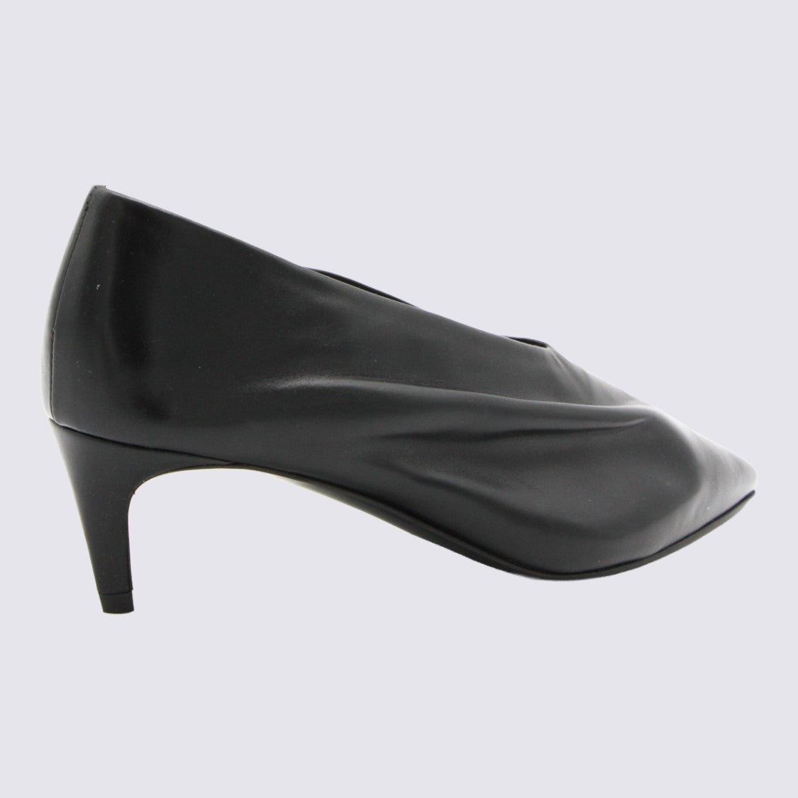 Khaite Pointed-Toe Black Leather Heels With Low Stiletto