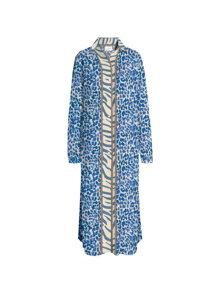 Mc2 Saint Barth Animal Print Long-Sleeved Shirt Dress