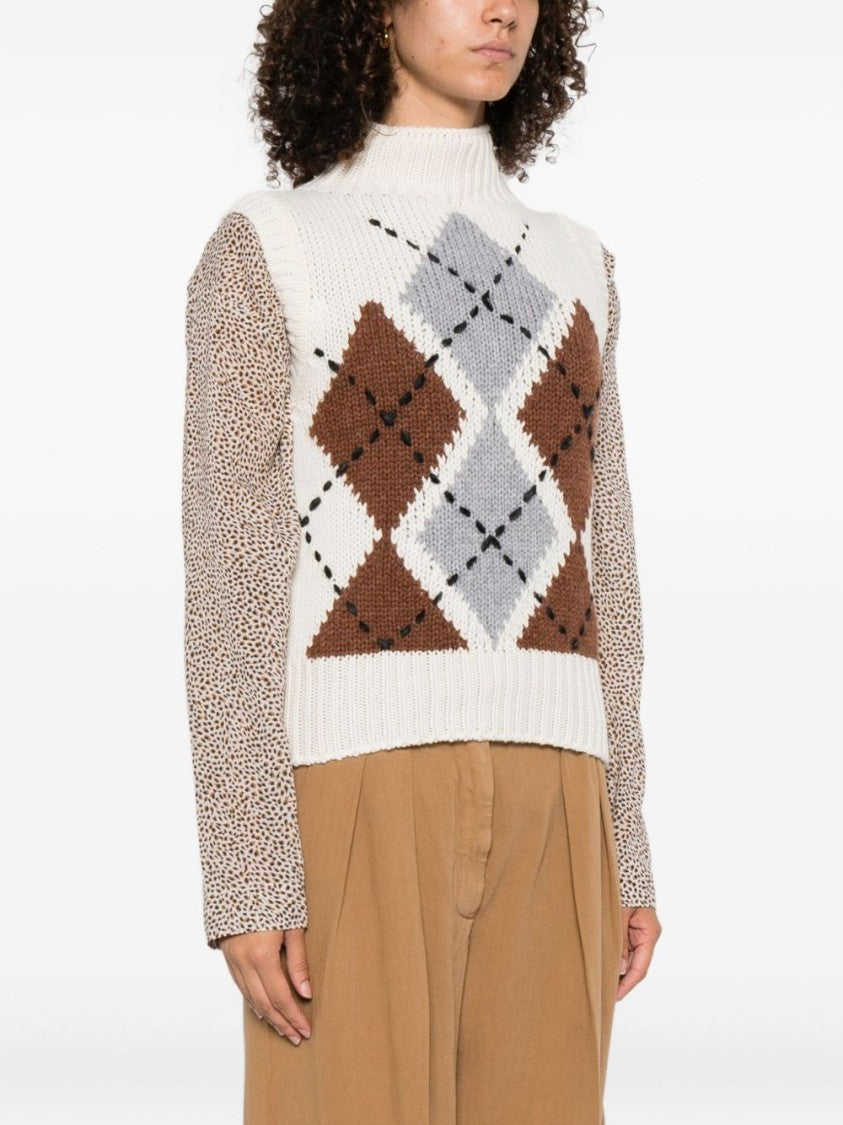 Ermanno Scervino Multicolour Cashmere Sweater With Argyle Pattern