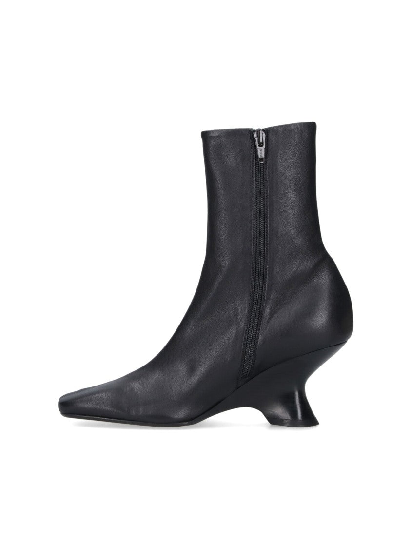 Dries Van Noten Pointed Toe Ankle Boots With Sculptural Heel