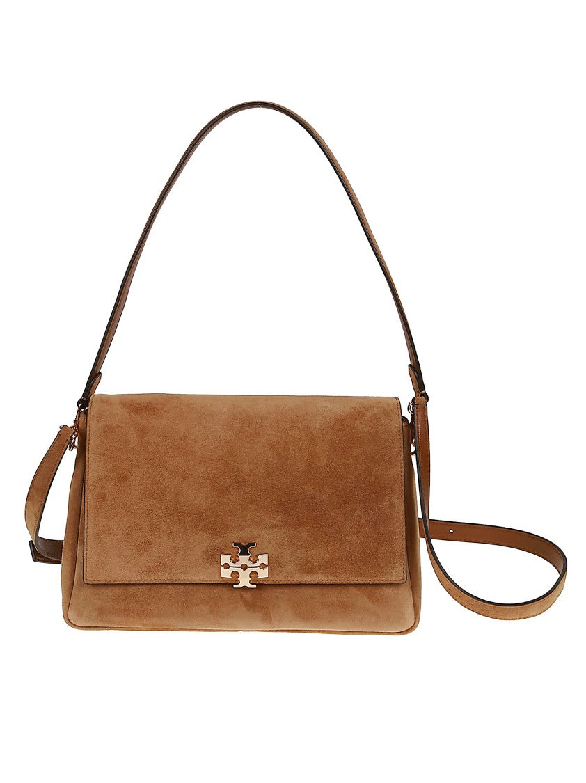 Tory Burch Charlie Rectangular Brown Suede Bag