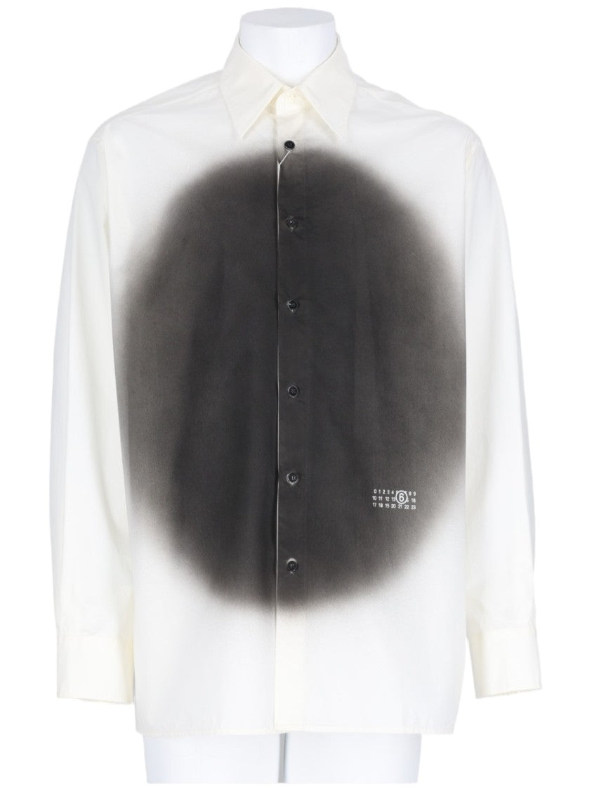 Mm6 By Maison Margiela White Circular Gradient Long-Sleeve Casual Shirt