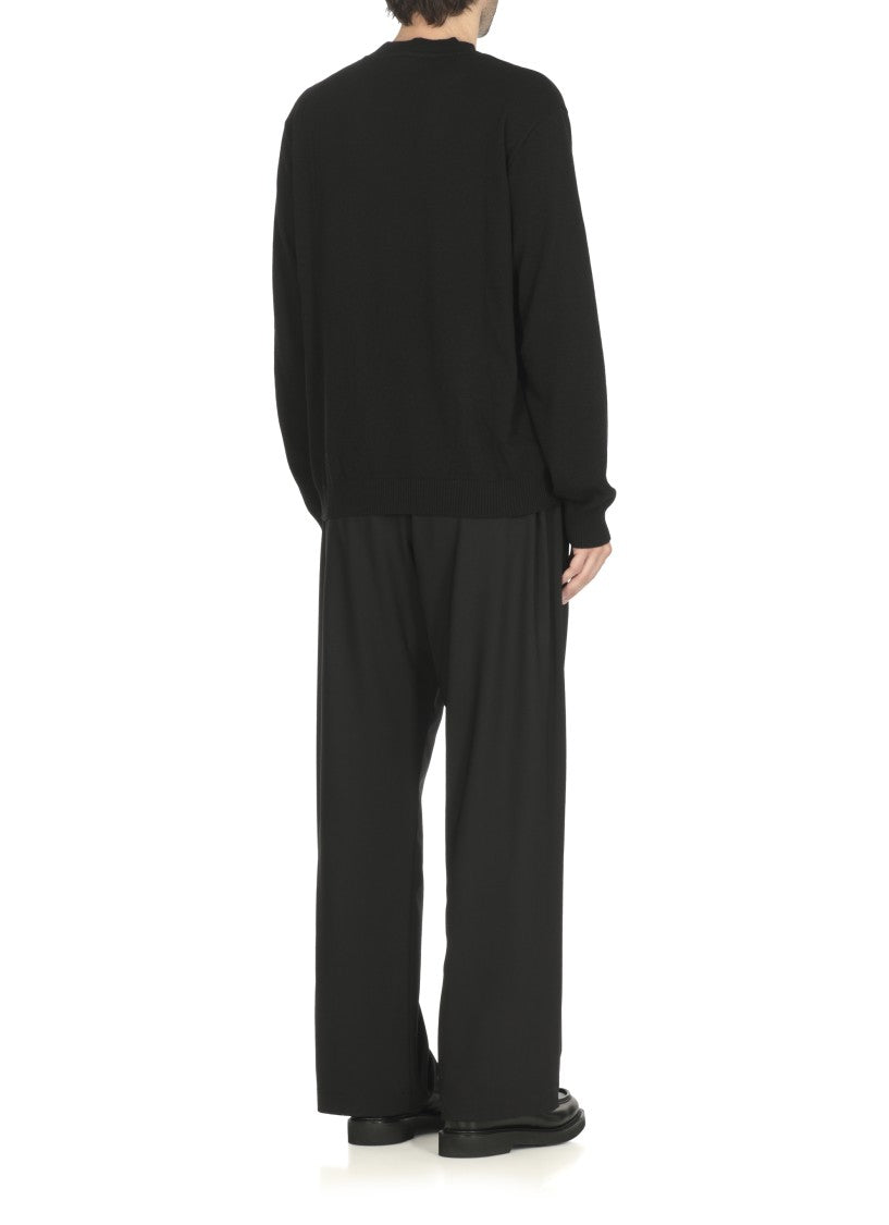 Moschino Crewneck Sweater In Black Wool Blend