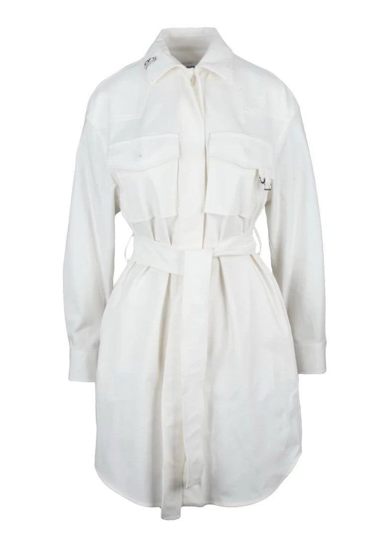 Dondup Shirt Dress Buttons Pockets - White