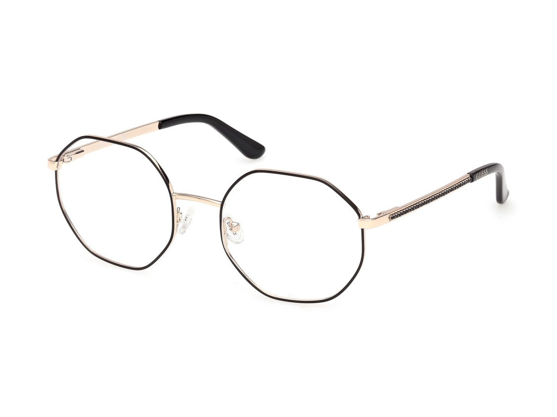 Guess Gold Black Gu50363 Geometric Metal Eyeglasses
