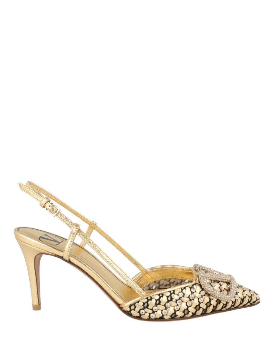 Valentino Vlogo Signature Metallic Slingback Pumps