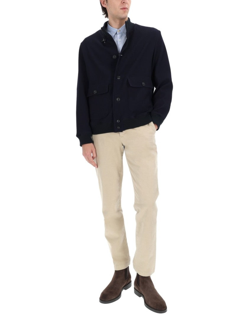 Fay Blue High Collar Flap Pockets Jacket
