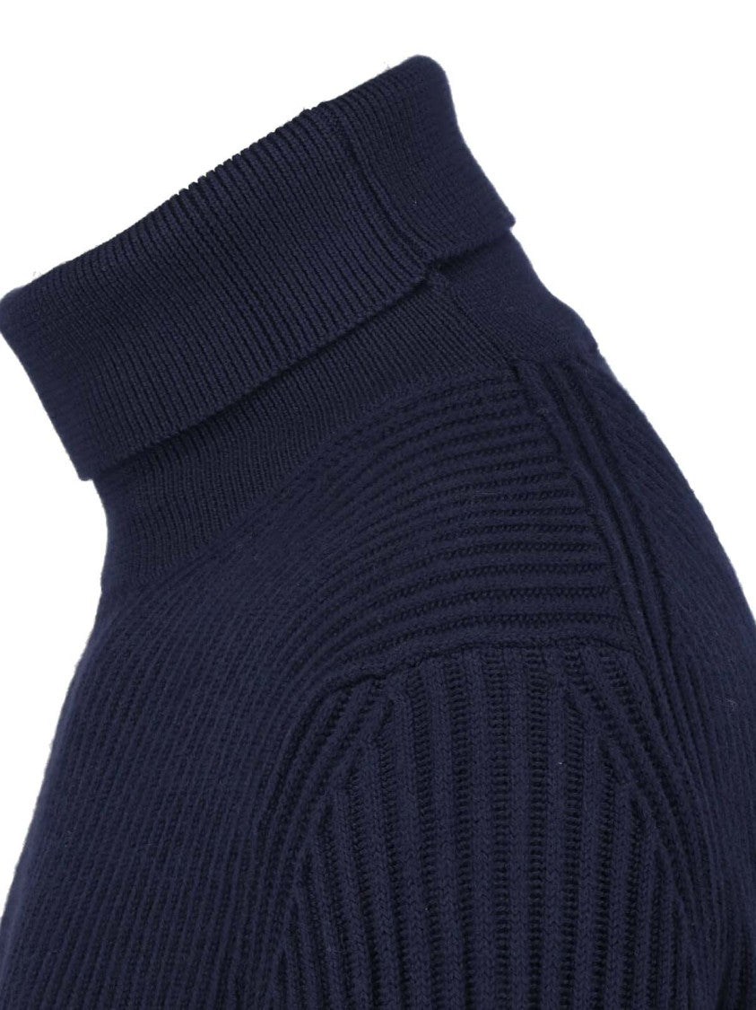 Zanone Ribbed Knit High-Turtleneck Structured-Texture Sweater