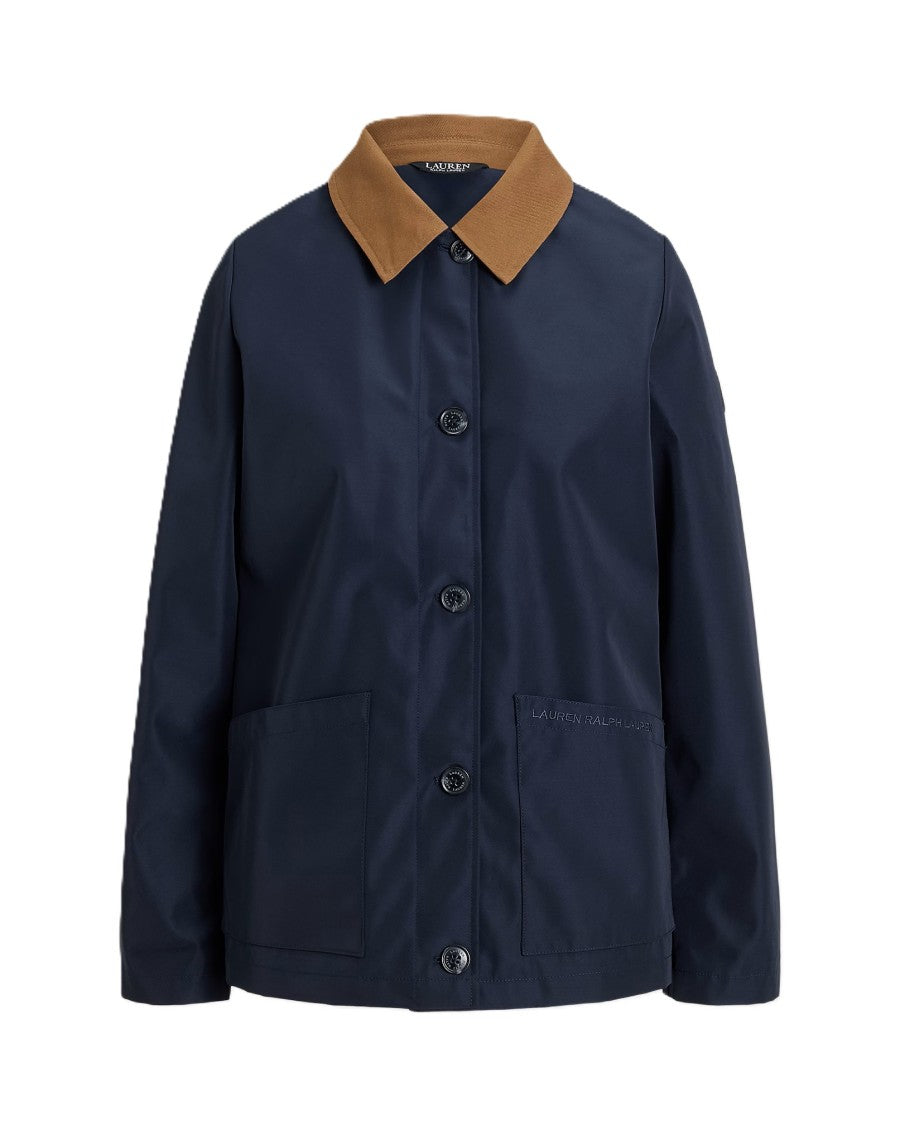 Lauren Ralph Lauren Navy Blue Bonded Rain Unlined Coat