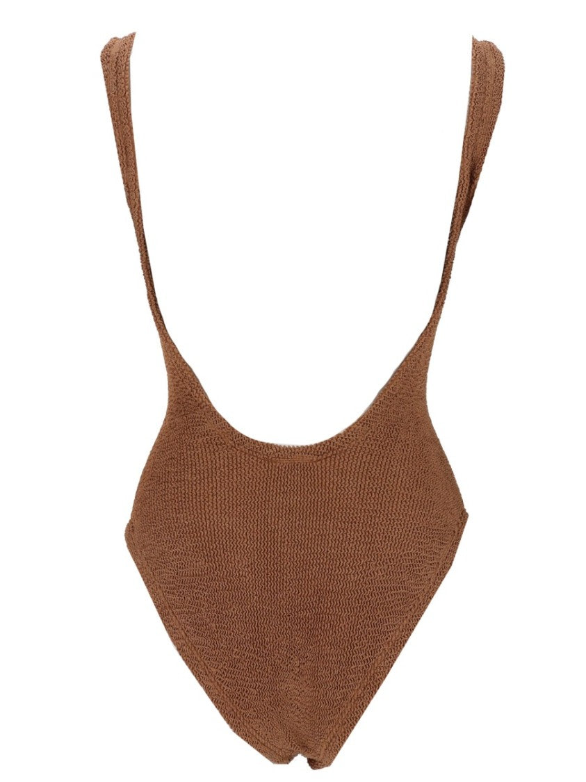 Hunza G Square Neck Textured Knit Swimsuit