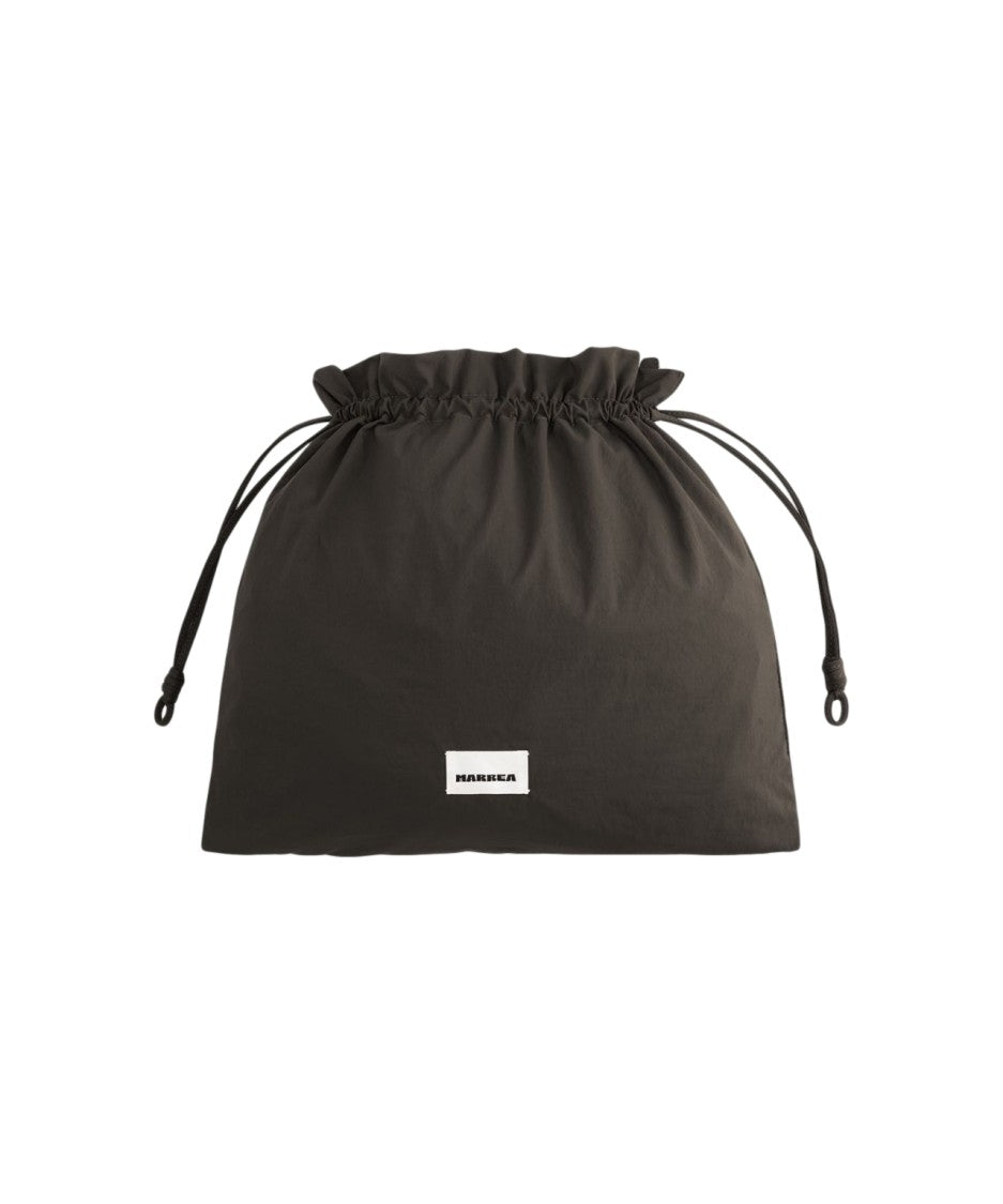 Marrea Spacious Black Neoprene Bucket Bag With Woven Texture