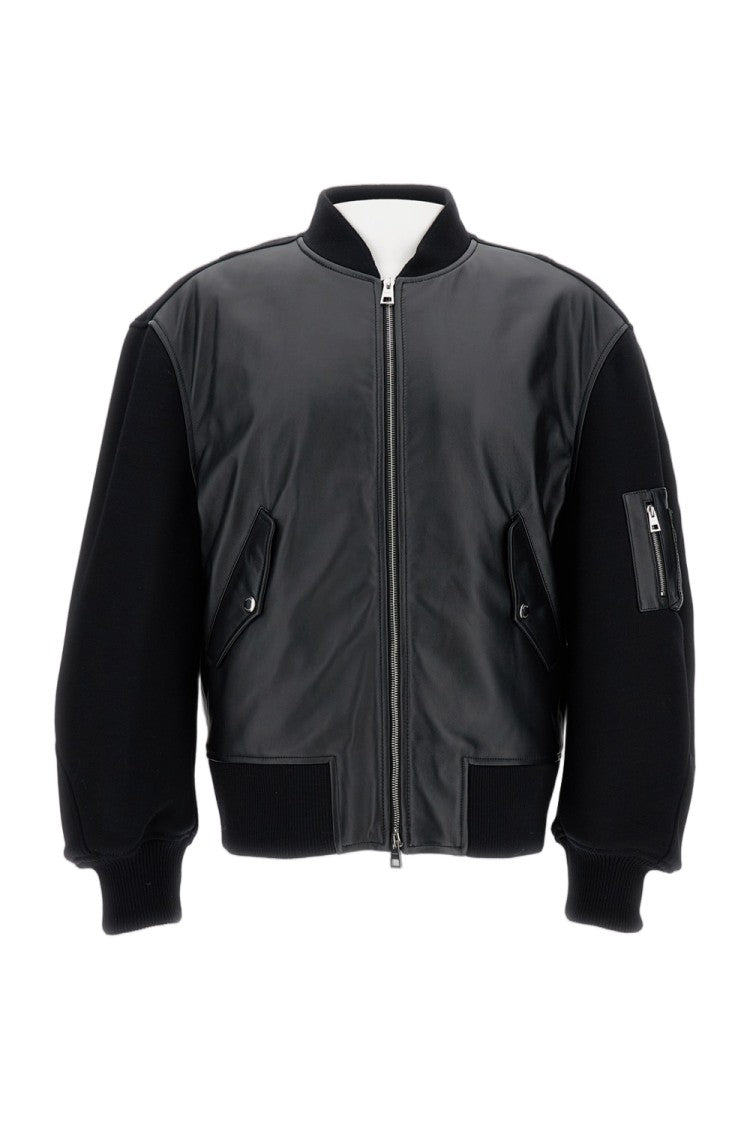 Givenchy Couture-Seam Bomber With Leather Front And Functional Details