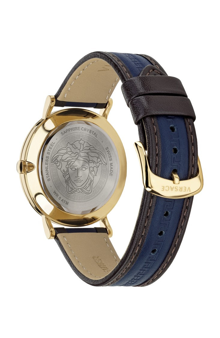 Versace 40Mm Quartz Analog Watch With Gold-Tone Case And Calf Leather Strap