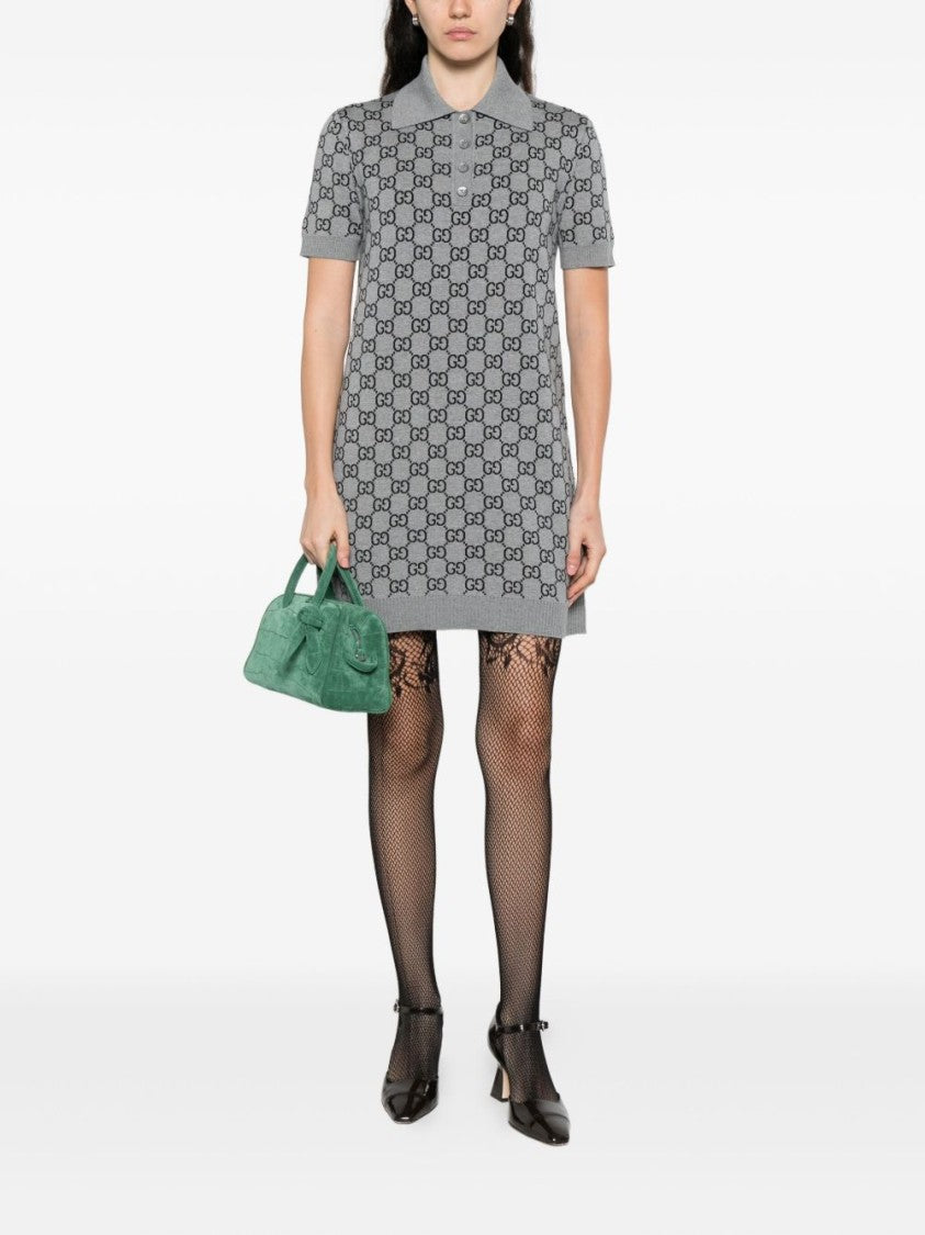 Gucci Grey Jacquard Polo Dress