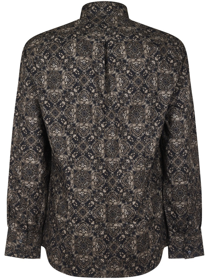 Brunello Cucinelli Intricate Patterned Anthracite Shirt