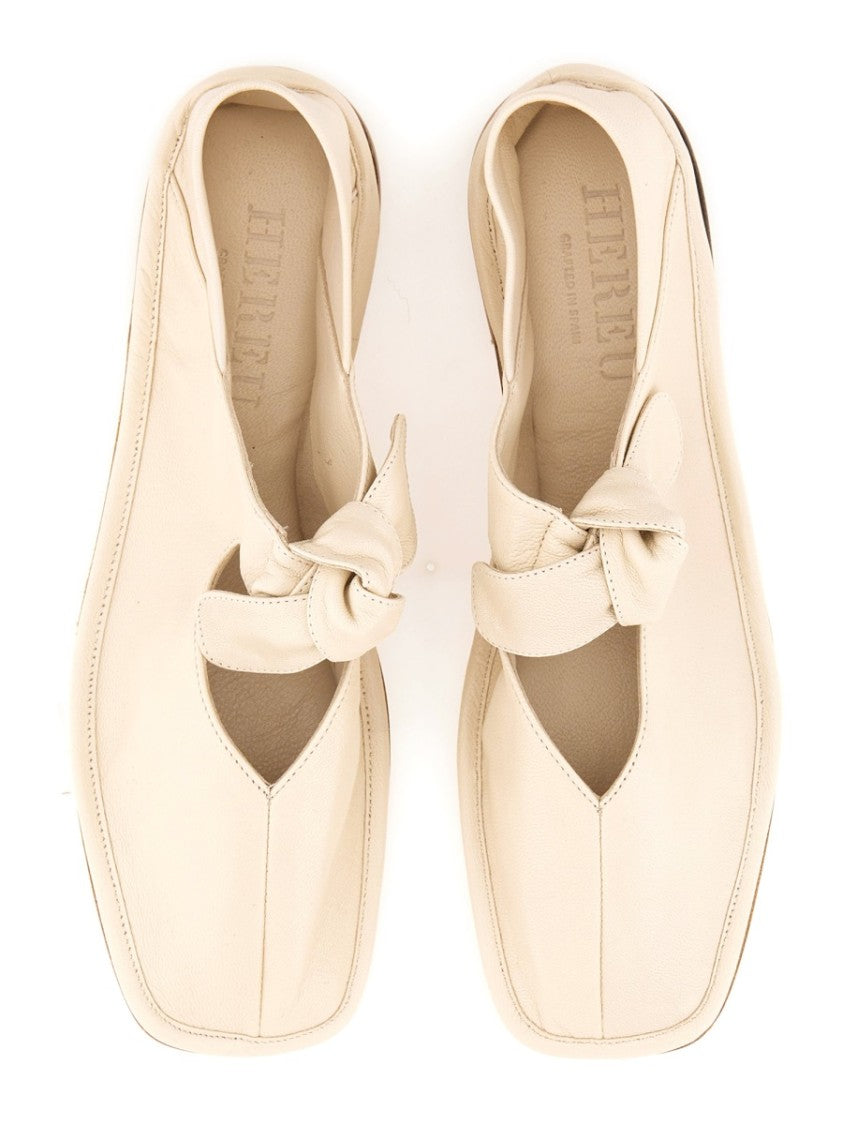 Hereu Neutrals Llasada Pointed Knotted Strap Flats