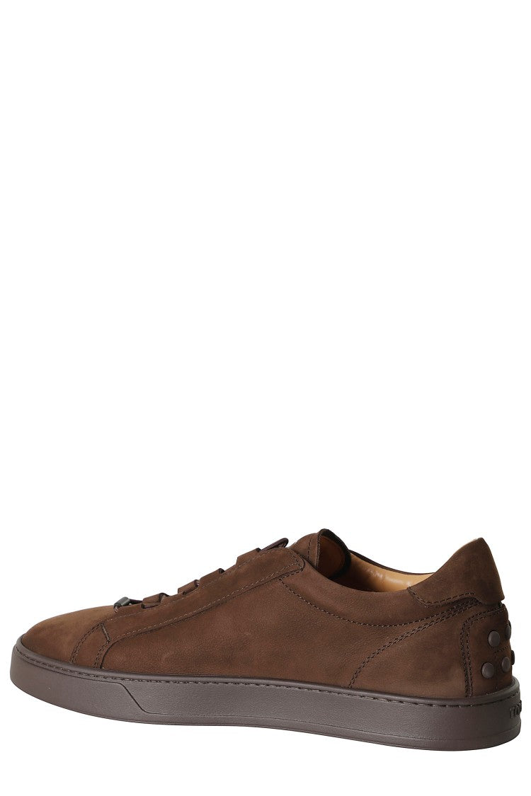 Tod's Brown Suede Low-Top Rubber Sole Sneakers