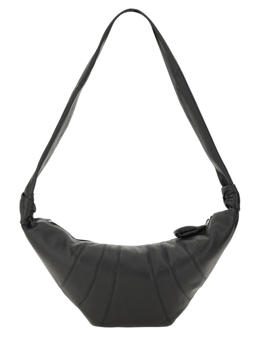 Lemaire Medium Crescent-Shaped Black Shoulder Bag With Stitched Details