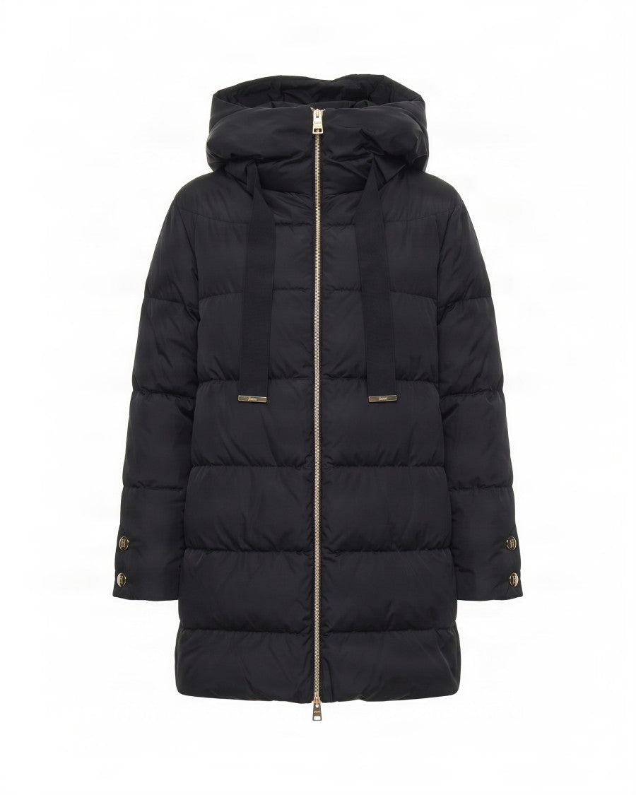 Herno High-Density Satin A-Line Down Coat With Hood