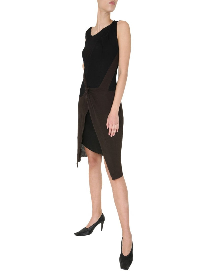 Bottega Veneta Sleeveless Round Neck Midi Dress With Cotton-Silk Blend