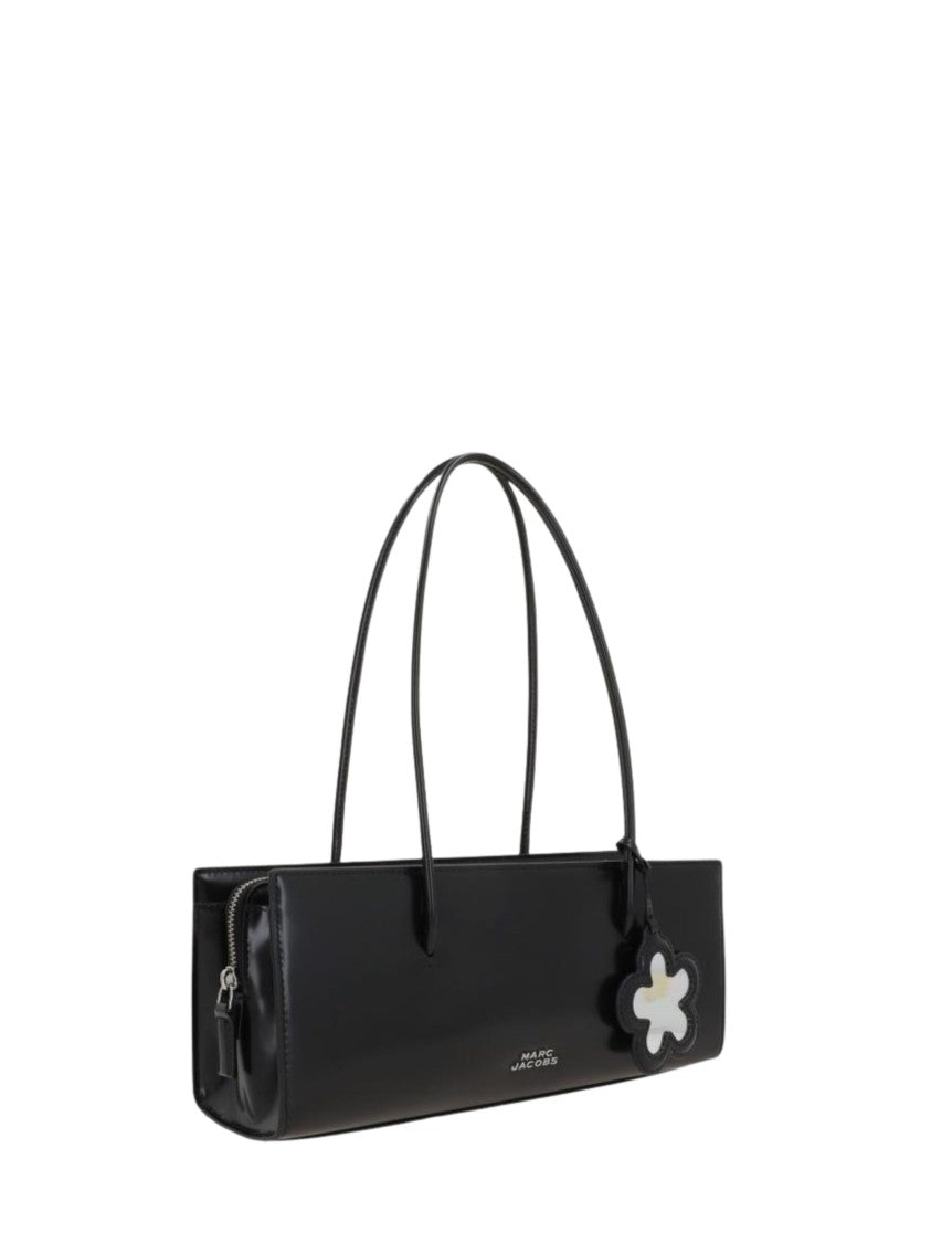 Marc Jacobs Black Metal Lettering Leather Shoulder Bag
