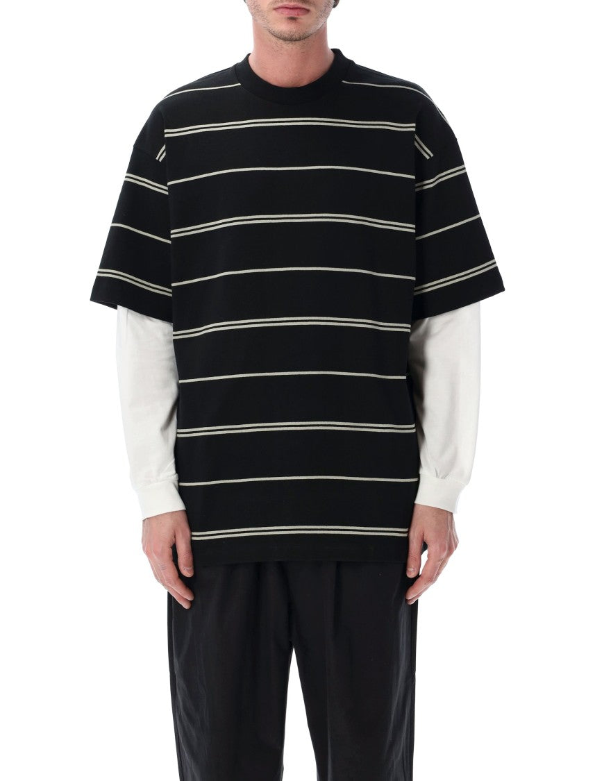 Comme Des Garçons Layered Black White Striped Tee