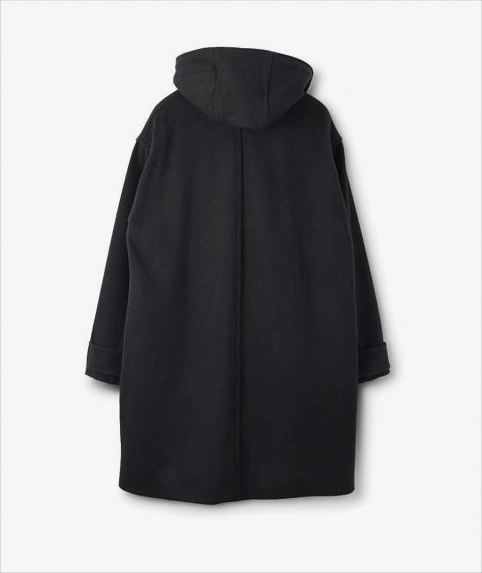 Margaret Howell Long Hooded Wool Coat With Button Closure