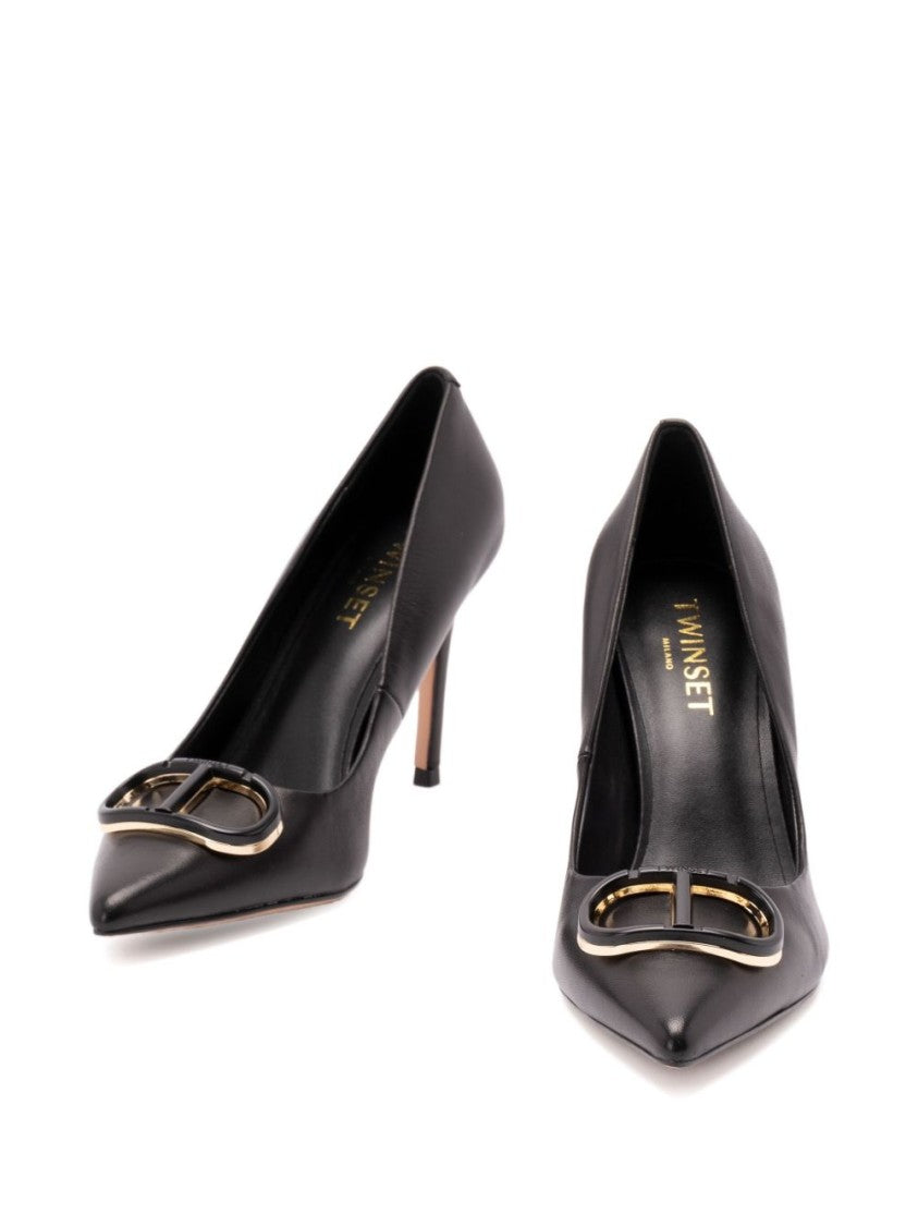 Twin-Set High-Heeled Black Pumps With Pointed Toe
