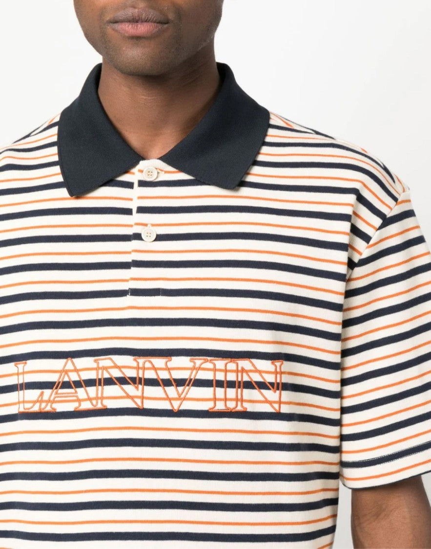 Lanvin Logo Embroidered Striped Polo Shirt