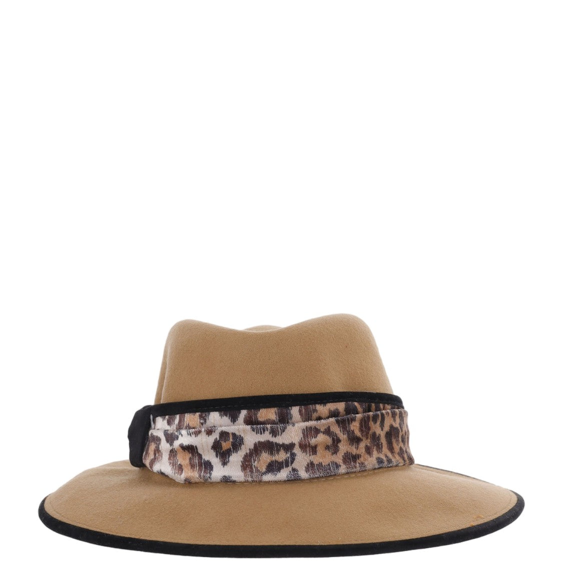 Alexia Alvarez De Toledo Beige Animal-Print Wool Felt Hat
