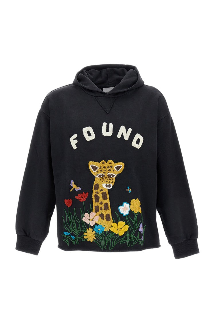 Found Embroidered Wildlife French Terry Cotton Hoodie
