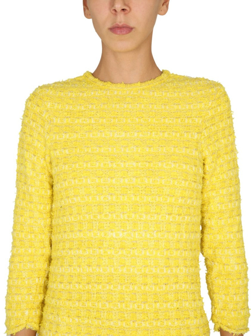 Balenciaga Textured Wool Tweed Knit Short Dress