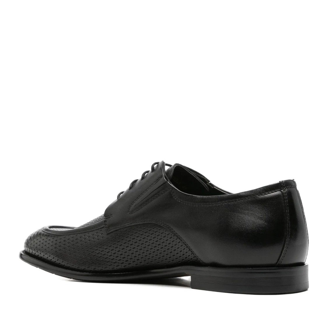 Alberto Gozzi Black Elegant Lace-Up Leather Flats