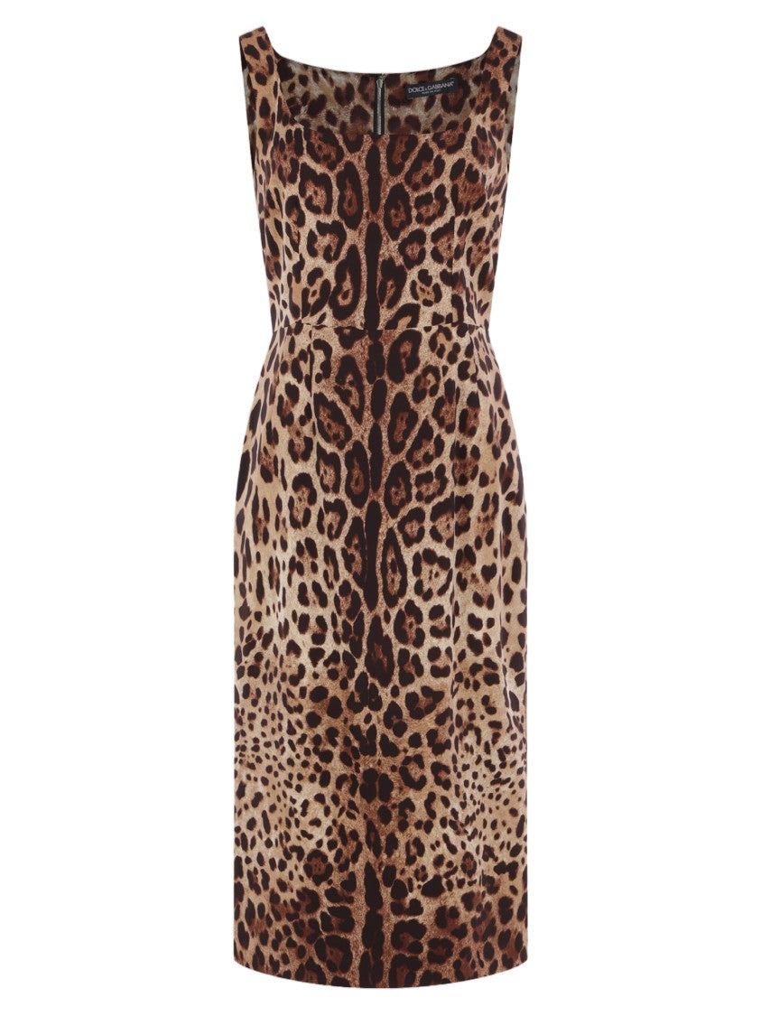 Dolce & Gabbana Animal Print Stretch Silk Dress With Spaghetti Straps
