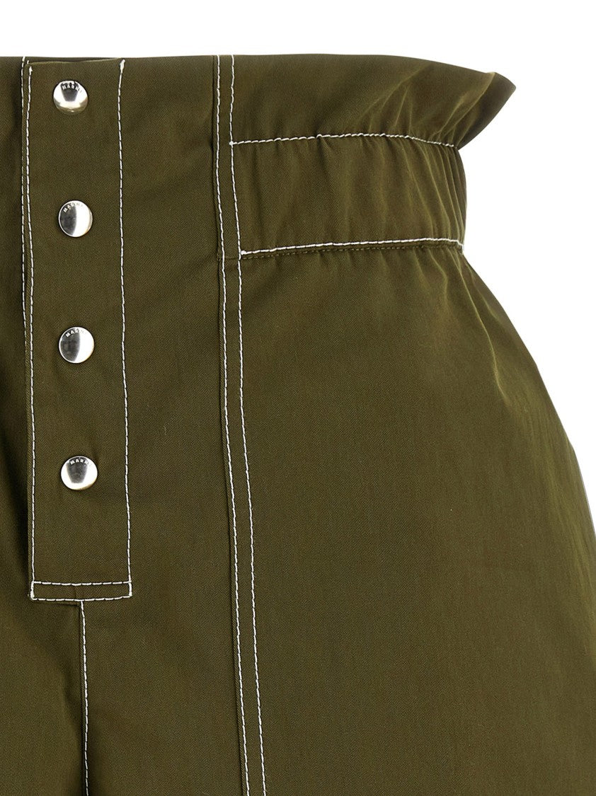 Marni Water-Repellent Cotton Gabardine Shorts With Contrast Stitching